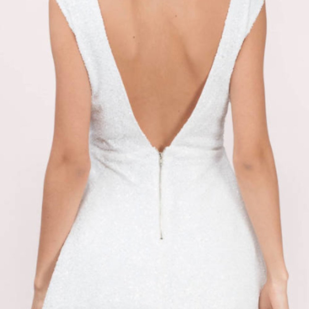 White Sequin Skater Dress
